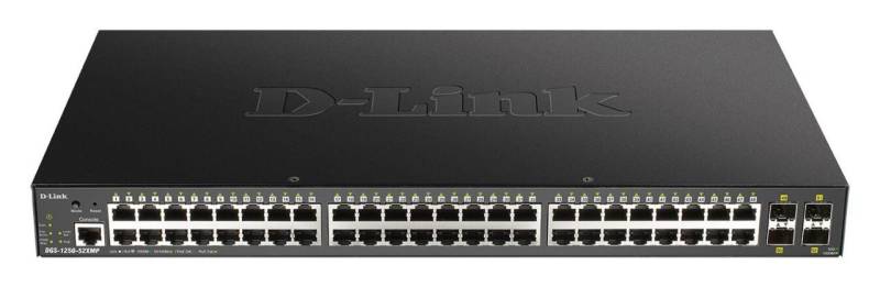 D-Link DGS 1250-52XMP Switch 48x 1000BASE-T-PoE-Port 4x 10-Gigabit-Port (SFP+) (DGS-1250-52XMP)