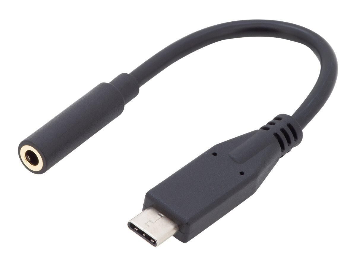 DIGITUS - Adapter USB-C auf Klinkenstecker - 24 pin USB-C männlich zu Stereo Mini-Klinkenstecker weiblich 20 cm Schwarz