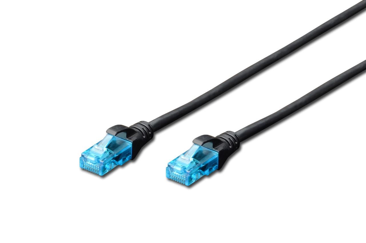 DIGITUS Patch-Kabel RJ-45 (M) zu RJ-45 (M) 3 m CCA U/UTP Cat 5e schwarz (DK-1512-030/BL)