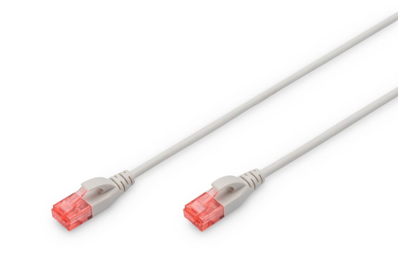 DIGITUS Patch-Kabel Slim RJ-45 (M) zu RJ-45 (M) 2m Kupfer U/UTP Cat 6 grau (DK-1617-020S)