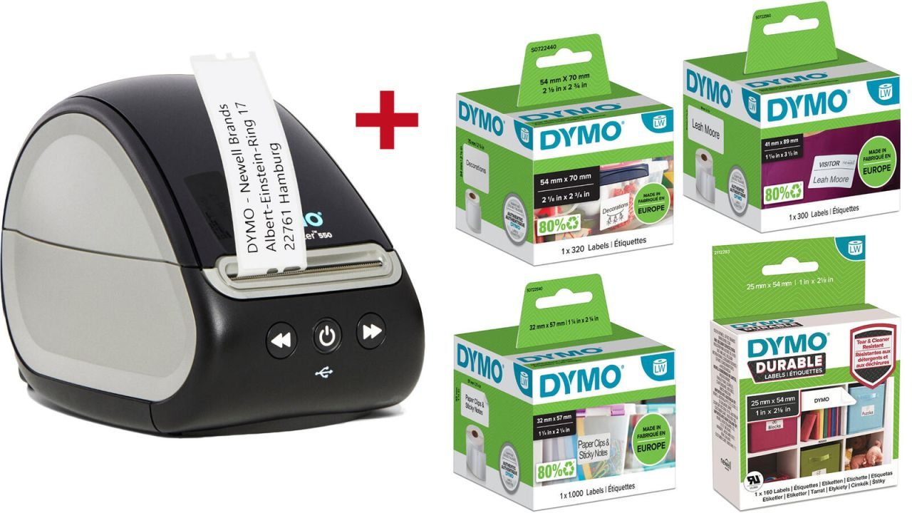 DYMO® LabelWriter™ 550 Etikettendrucker + 4x Dymo Labelwriter Etiketten