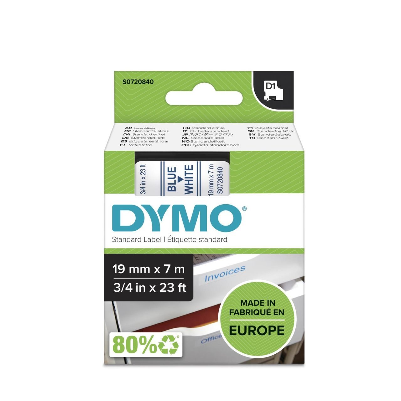 DYMO® Original D1-Schriftband für LabelManager™ 19mm x 7m - blau auf weiss