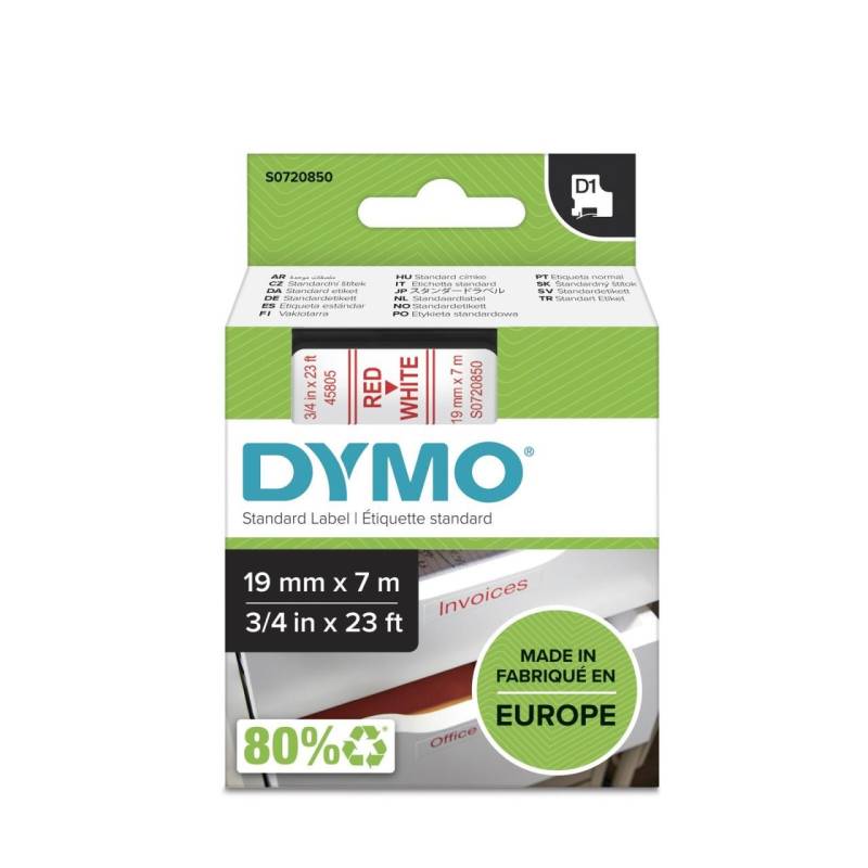 DYMO® Original D1-Schriftband für LabelManager™ 19mm x 7m - rot auf weiss