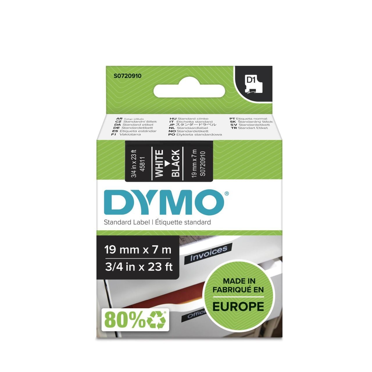 DYMO® Original D1-Schriftband für LabelManager™ 19mm x 7m - weiss auf schwarz