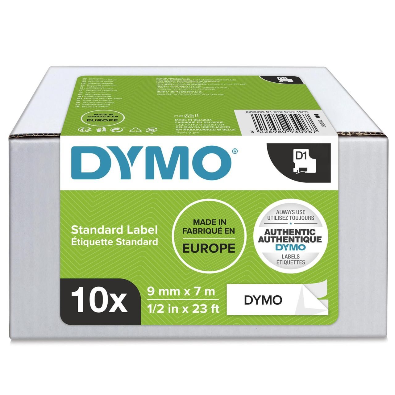 DYMO® Original D1-Schriftband für LabelManager™ 9mm x 7m / 10er Vorteilspack / schwarz auf weiss
