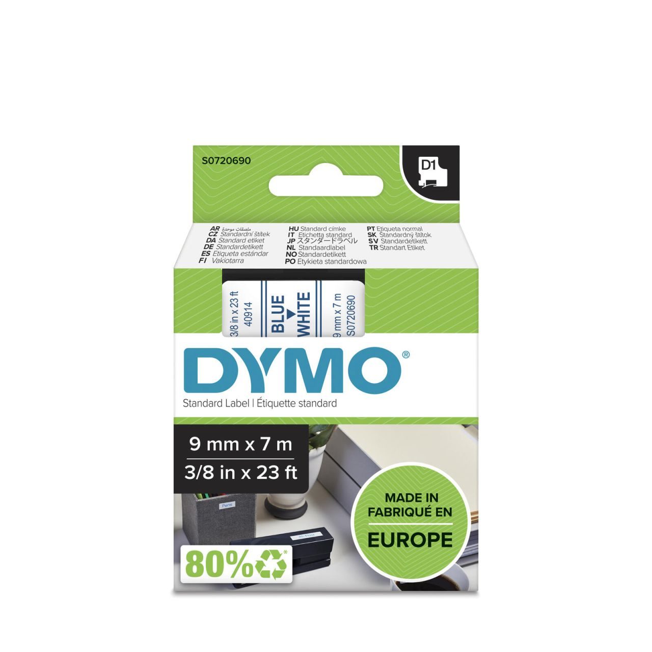 DYMO® Original D1-Schriftband für LabelManager™ 9mm x 7m - blau auf weiss