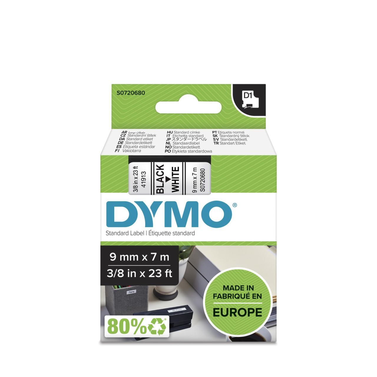 DYMO® Original D1-Schriftband für LabelManager™ 9mm x 7m - schwarz auf weiss