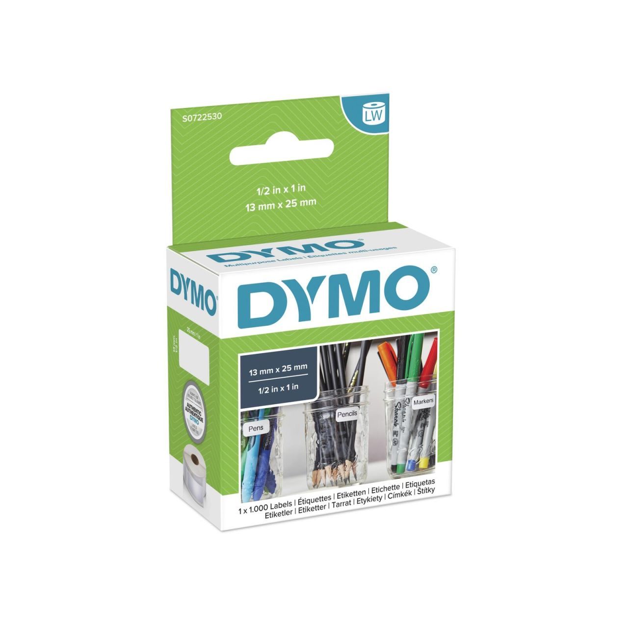 DYMO® Original Etikett für LabelWriter™ 13mm x 25mm je 2 hoch - Weiß