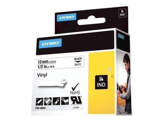 DYMO® Original IND-Schriftband für Rhino™ 12mm x 5,5m - schwarz auf weiss (Vinyl)