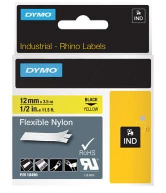 DYMO® Original IND-Schriftband für Rhino™ Nylon 12mm x 3,5m - schwarz auf gelb