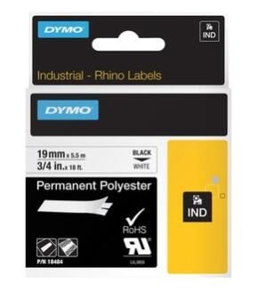 DYMO® Original IND-Schriftband für Rhino™ Permanent Polyester 19mm x 5,5m - schwarz auf weiss