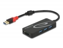 DeLOCK Externer USB 3.2 Hub USB Type-A zu USB Type-A / 2 Slot Card Reader