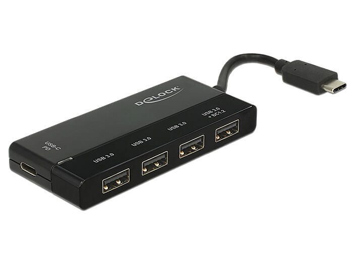 DeLOCK Externer USB Hub USB Type-C zu USB Type-A / USB Type-C PD