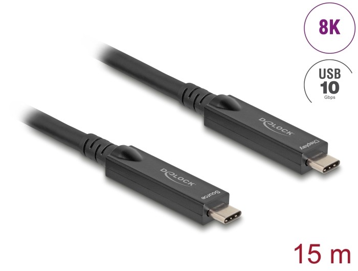 Delock Aktives Optisches USB-C™ 8K Video + Daten + PD Kabel 15 m