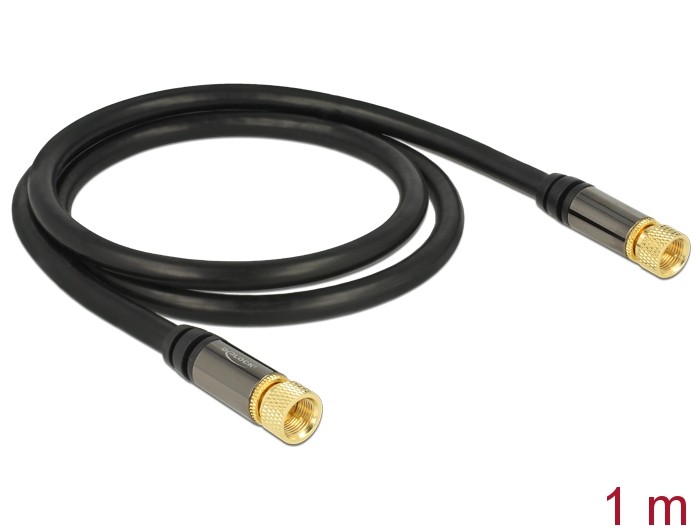 Delock Antennenkabel F Stecker > F Stecker RG-6/U 1 m schwarz