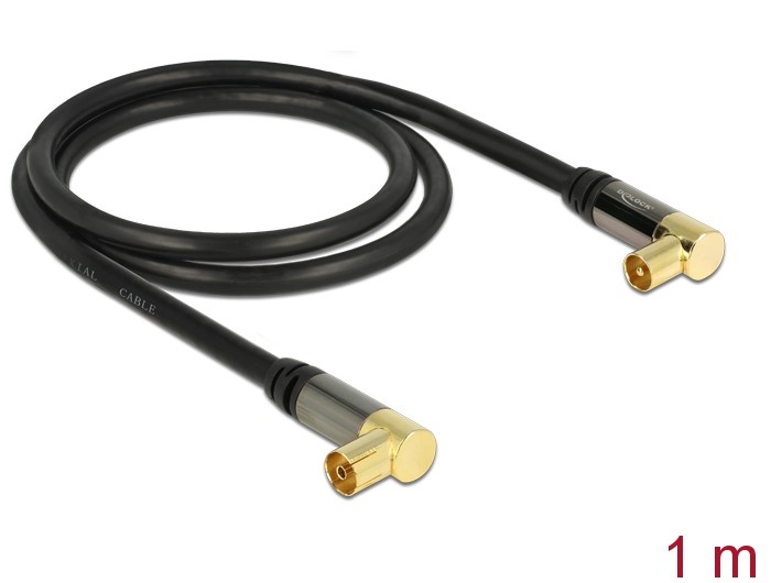 Delock Antennenkabel IEC Stecker gewinkelt > IEC Buchse gewinkelt RG-6/U 1 m schwarz Delock Antennenkabel IEC Stecker gewinkelt > IEC Buchse gewinkelt RG-6/U 1 m schwarz