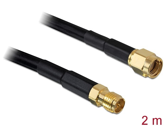 Delock Antennenkabel RP-SMA Stecker > RP-SMA Buchse CFD/RF200 2 m low loss Delock Antennenkabel RP-SMA Stecker > RP-SMA Buchse CFD/RF200 2 m low loss