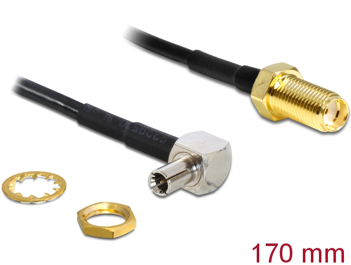 Delock Antennenkabel SMA Buchse zum Einbau > TS-9 90° Stecker 170 mm Delock Antennenkabel SMA Buchse zum Einbau > TS-9 90° Stecker 170 mm