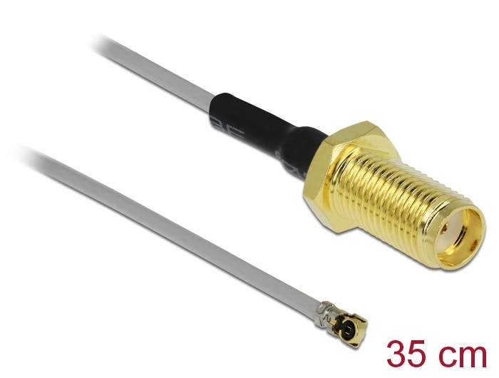 Delock Antennenkabel SMA Buchse zum Einbau zu I-PEX Inc., MHF® 4 Stecker 0.81 35 cm Gewindelänge 10 mm