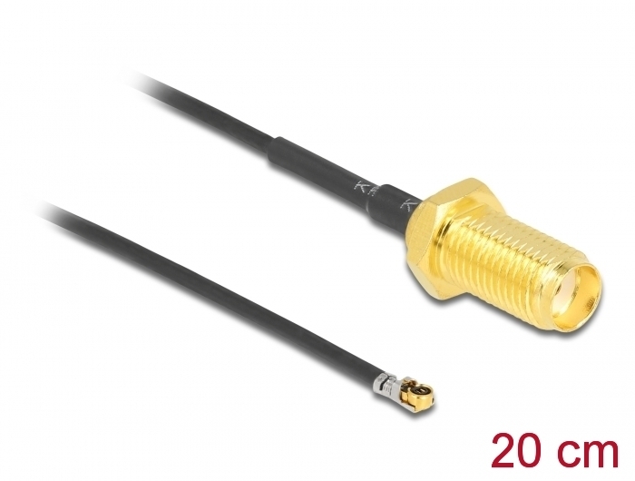 Delock Antennenkabel SMA Buchse zum Einbau zu I-PEX Inc., MHF® 4L LK Stecker 1.37 20 cm Gewindelänge 10 mm