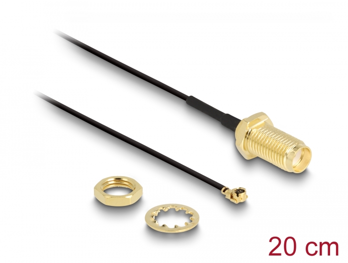 Delock Antennenkabel SMA-Buchse zum Einbau zu MHF® I Stecker 20 cm Länge