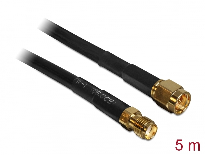 Delock Antennenkabel SMA Stecker > SMA Buchse CFD/RF200 5 m low loss Delock Antennenkabel SMA Stecker > SMA Buchse CFD/RF200 5 m low loss
