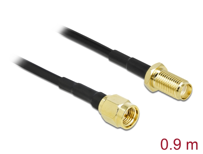 Delock Antennenkabel SMA Stecker zu SMA Buchse LMR/CFD100 0,9 m low loss
