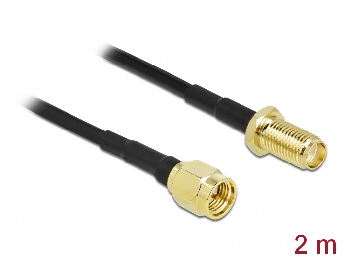 Delock Antennenkabel SMA Stecker zu SMA Buchse LMR/CFD100 2 m low loss