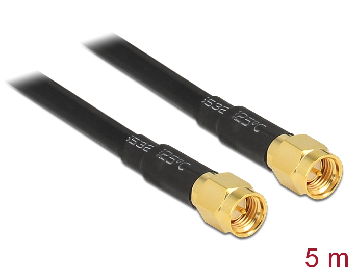 Delock Antennenkabel SMA Stecker zu SMA Stecker LMR195 low loss 5 m Delock Antennenkabel SMA Stecker zu SMA Stecker LMR195 low loss 5 m