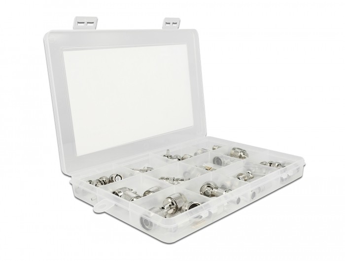 Delock Crimpbox 48-teilig 50 Ohm mit BNC, TNC und N Konnektoren Delock Crimpbox 48-teilig 50 Ohm mit BNC, TNC und N Konnektoren