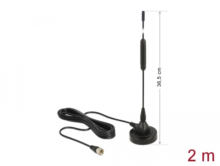 Delock DAB+ Antenne F Stecker 0 dBi omnidirektional mit magnetischem Standfuß starr schwarz Delock DAB+ Antenne F Stecker 0 dBi omnidirektional mit magnetischem Standfuß starr schwarz