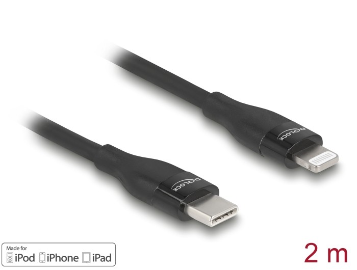 Delock Daten- und Ladekabel USB Type-C™ zu Lightning™ für iPhone™, iPad™ und iPod™ schwarz 2 m MFi