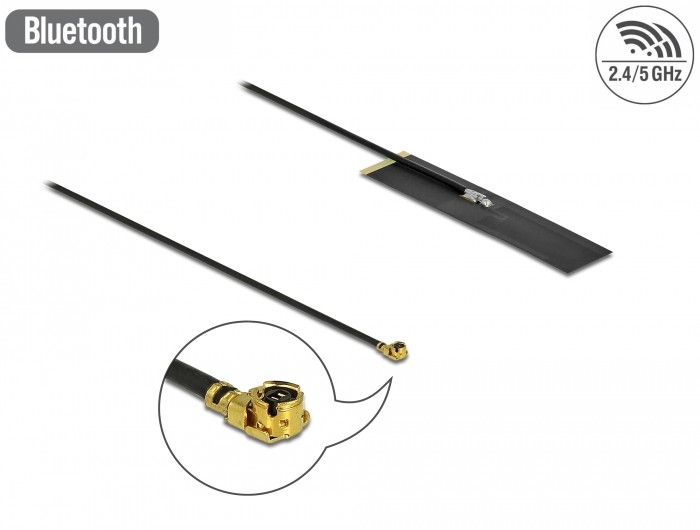 Delock Dualband WLAN ac/ax/a/b/g/n Antenne I-PEX Inc., MHF® I Stecker 1,7 - 4,7 dBi PIFA FPC omnidirektional