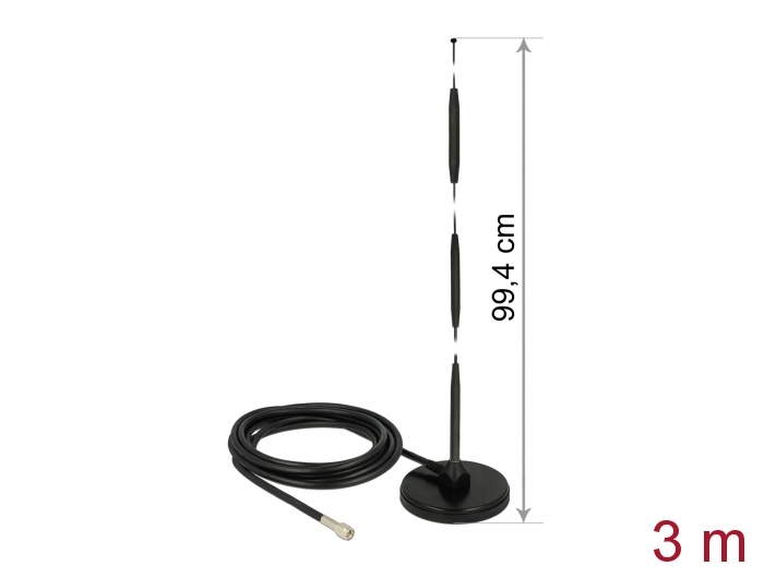 Delock GSM Antenne SMA Stecker 7 dBi starr omnidirektional mit magnetischem Standfuß und Anschlusskabel RG-58 3 m outdoor schwarz Delock GSM Antenne SMA Stecker 7 dBi starr omnidirektional mit magnetischem Standfuß und Anschlusskabel RG-58 3 m outdoor schwarz