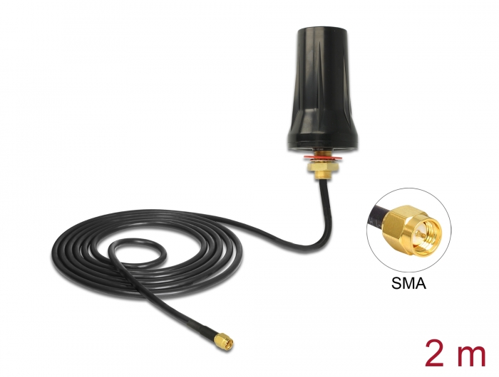 Delock ISM 433 MHz Antenne SMA Stecker 2 dBi omnidirektional schwarz Dachmontage outdoor Delock ISM 433 MHz Antenne SMA Stecker 2 dBi omnidirektional schwarz Dachmontage outdoor