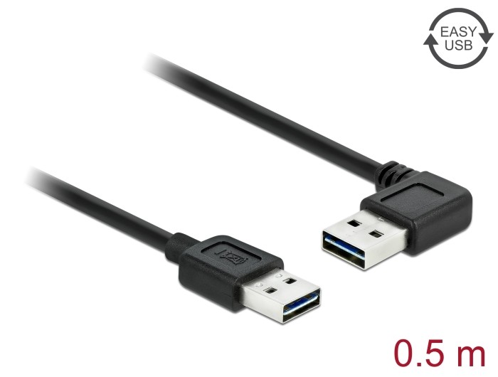 Delock Kabel EASY-USB 2.0 Typ-A Stecker > EASY-USB 2.0 Typ-A Stecker gewinkelt links / rechts 0,5 m Delock Kabel EASY-USB 2.0 Typ-A Stecker > EASY-USB 2.0 Typ-A Stecker gewinkelt links / rechts 0,5 m