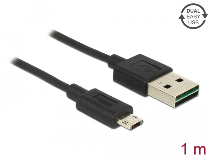 Delock Kabel EASY-USB 2.0 Typ-A Stecker > EASY-USB 2.0 Typ Micro-B Stecker 1 m schwarz Delock Kabel EASY-USB 2.0 Typ-A Stecker > EASY-USB 2.0 Typ Micro-B Stecker 1 m schwarz
