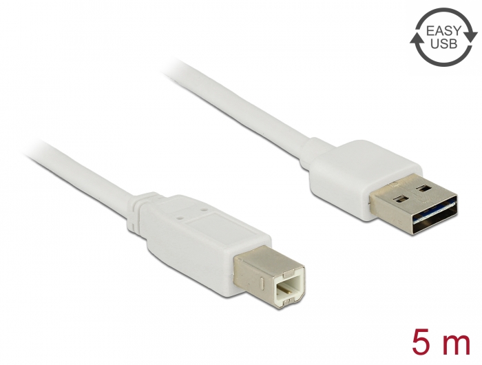 Delock Kabel EASY-USB 2.0 Typ-A Stecker > USB 2.0 Typ-B Stecker 5 m weiß Delock Kabel EASY-USB 2.0 Typ-A Stecker > USB 2.0 Typ-B Stecker 5 m weiß