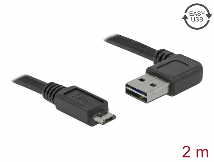 Delock Kabel EASY-USB 2.0 Typ-A Stecker gewinkelt links / rechts > USB 2.0 Typ Micro-B Stecker 2 m Delock Kabel EASY-USB 2.0 Typ-A Stecker gewinkelt links / rechts > USB 2.0 Typ Micro-B Stecker 2 m