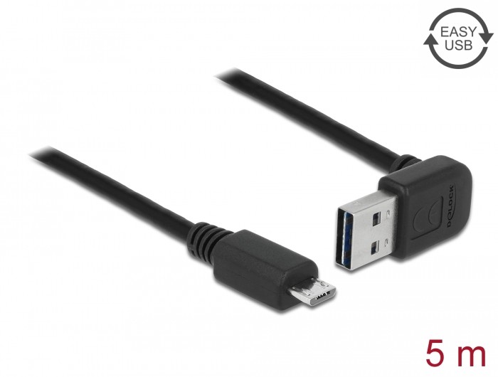 Delock Kabel EASY-USB 2.0 Typ-A Stecker gewinkelt oben / unten > USB 2.0 Typ Micro-B Stecker 5 m Delock Kabel EASY-USB 2.0 Typ-A Stecker gewinkelt oben / unten > USB 2.0 Typ Micro-B Stecker 5 m