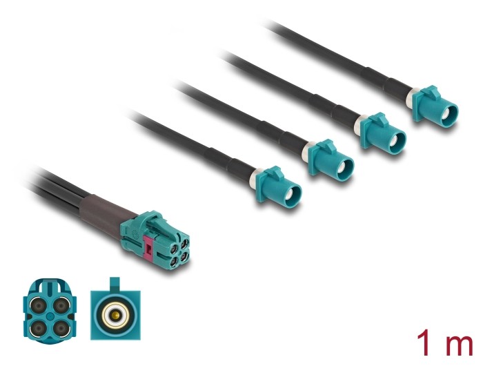 Delock Kabel Mini FAKRA Z Buchse quad zu 4 x FAKRA Z Stecker B-Typ Delock Kabel Mini FAKRA Z Buchse quad zu 4 x FAKRA Z Stecker B-Typ