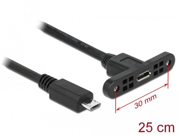 Delock Kabel USB 2.0 Micro-B Buchse zum Einbau > USB 2.0 Micro-B Stecker 25 cm Delock Kabel USB 2.0 Micro-B Buchse zum Einbau > USB 2.0 Micro-B Stecker 25 cm