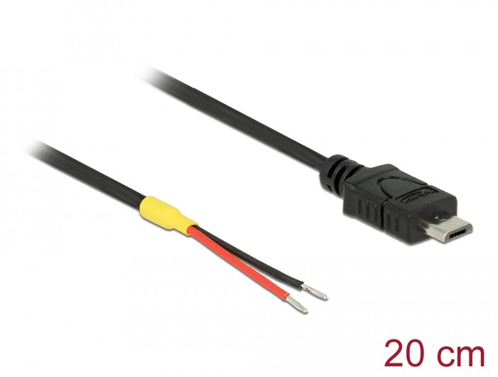 Delock Kabel USB 2.0 Micro-B Stecker > 2 x offene Kabelenden Strom 20 cm Raspberry Pi Delock Kabel USB 2.0 Micro-B Stecker > 2 x offene Kabelenden Strom 20 cm Raspberry Pi