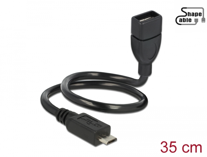 Delock Kabel USB 2.0 Micro-B Stecker > USB 2.0 Typ-A Buchse OTG ShapeCable 0,35 m