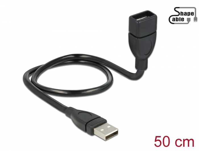 Delock Kabel USB 2.0 Typ-A Stecker > USB 2.0 Typ-A Buchse ShapeCable 0,5 m Delock Kabel USB 2.0 Typ-A Stecker > USB 2.0 Typ-A Buchse ShapeCable 0,5 m