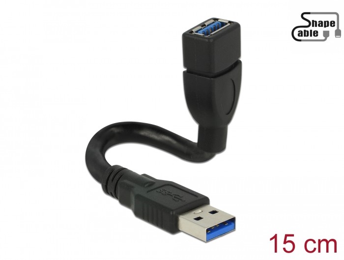 Delock Kabel USB 5 Gbps Typ-A Stecker zu USB 5 Gbps Typ-A Buchse ShapeCable 0,15 m Delock Kabel USB 5 Gbps Typ-A Stecker zu USB 5 Gbps Typ-A Buchse ShapeCable 0,15 m