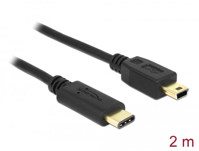 Delock Kabel USB Type-C™ 2.0 Stecker > USB 2.0 Typ Mini-B Stecker 2,0 m schwarz