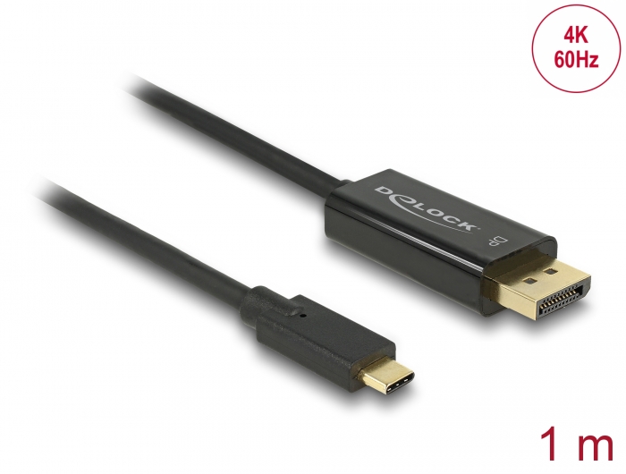Delock Kabel USB Type-C™ Stecker > DisplayPort Stecker (DP Alt Mode) 4K 60 Hz 1 m schwarz