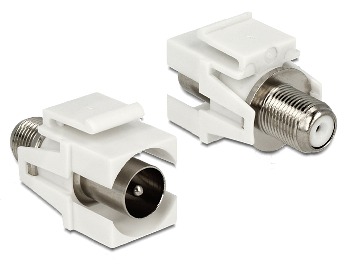 Delock Keystone Modul IEC Stecker > F Buchse weiß Delock Keystone Modul IEC Stecker > F Buchse weiß
