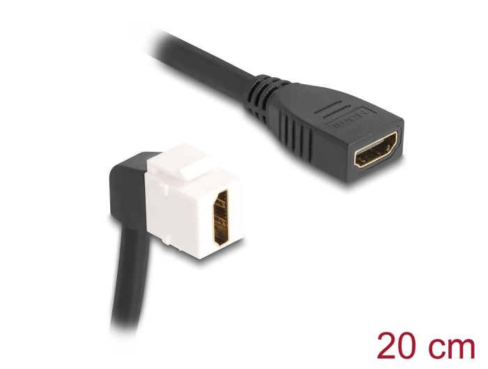 Delock Keystone Modul Kabel HDMI Buchse zu Buchse 90° gewinkelt 8K 60 Hz 20 cm schwarz Delock Keystone Modul Kabel HDMI Buchse zu Buchse 90° gewinkelt 8K 60 Hz 20 cm schwarz